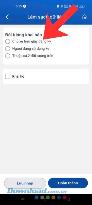 Chọn đối tượng khai báo