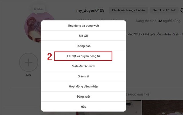 Cài đặt và quyền riêng tư