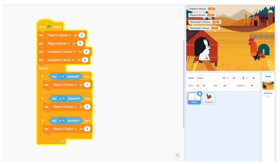 Lập trình cách người chơi chọn phím