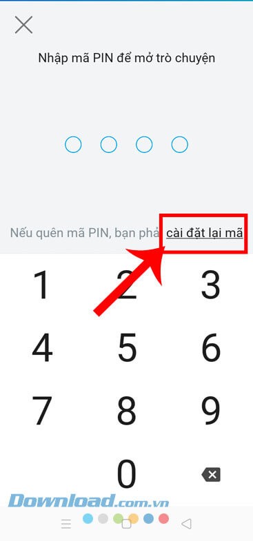 Nhấn vào mục Cài đặt lại mã