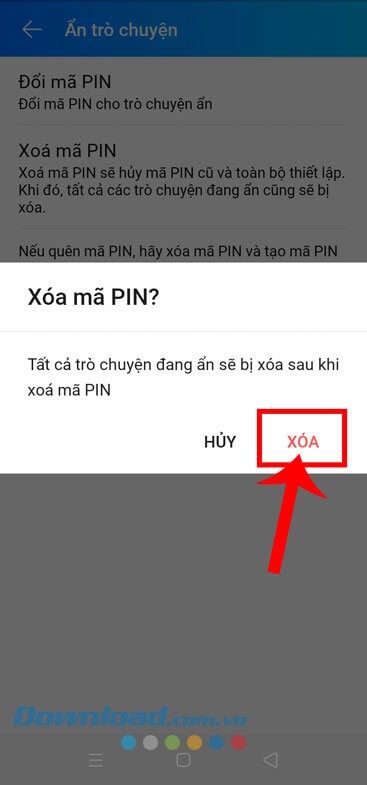 Ấn vào nút Xóa