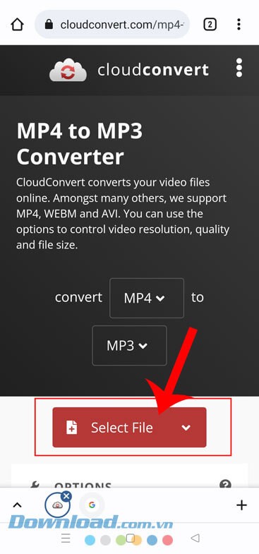 Nhấn vào nút Select File