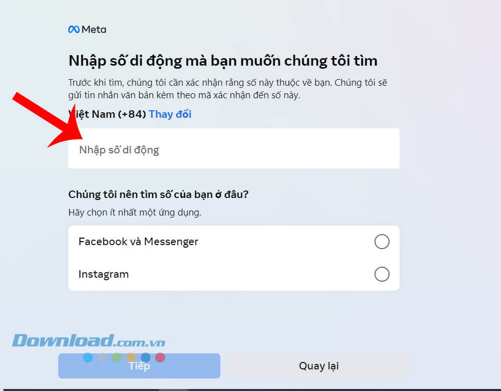 Nhập số điện thoại hoặc địa chỉ email