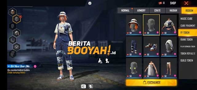 Skin Free Fire Girl Next Door có trong cửa hàng FF Token