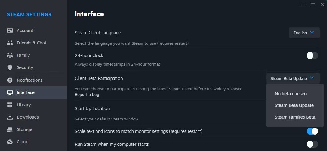Cài đặt trên Steam