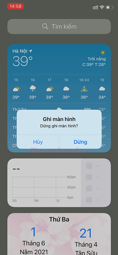 Xác nhận dừng ghi video màn hình