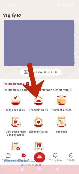 Chạm vào mục Thông tin cư trú