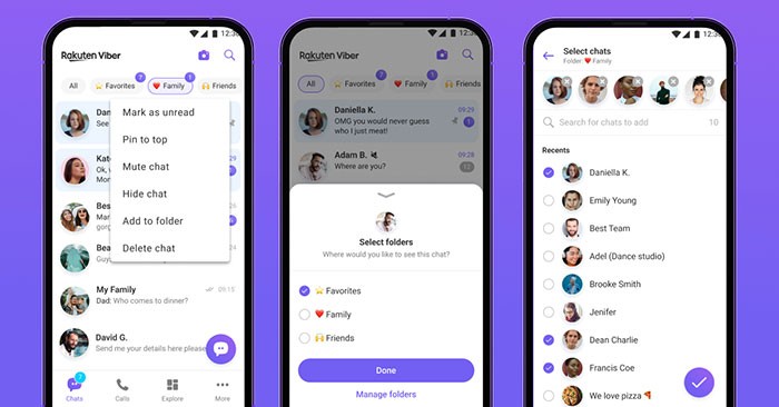 Cách sắp xếp cuộc trò chuyện Viber bằng thư mục