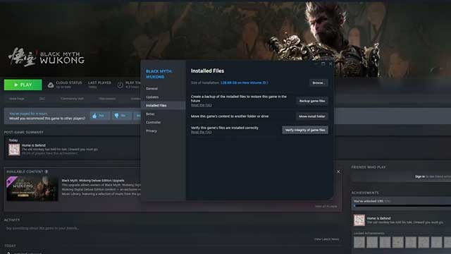 Đến tab Installed Files và chọn Verify integrity of game files