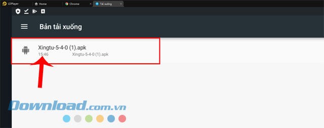 Nhấn vào file APK của ứng dụng XingTu
