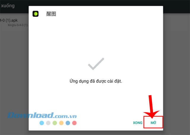 Click chuột vào nút Mở