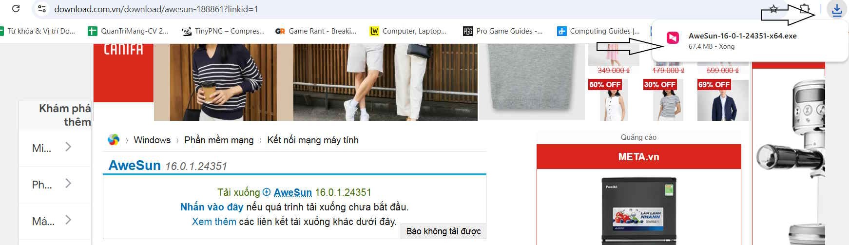 Mở tập tin cài AweSun