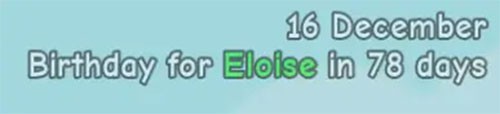 Thông báo sắp tới ngày sinh nhật của Eloise