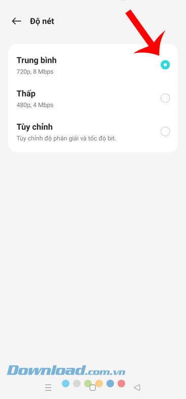 Chọn chất lượng video ghi màn hình