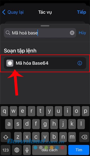 Nhấn vào tác vụ Mã hóa Base64