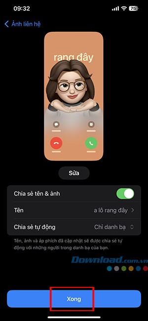 tao ap phich lien he contact poster iOS 17 15*435180