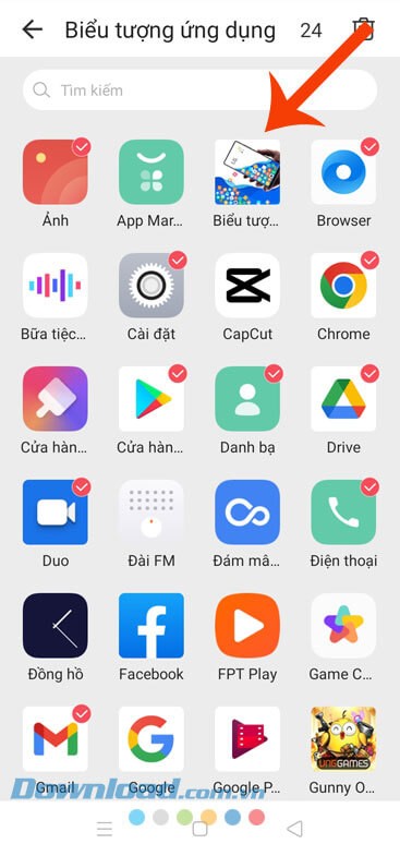 Chọn ứng dụng hiển thị ra màn hình