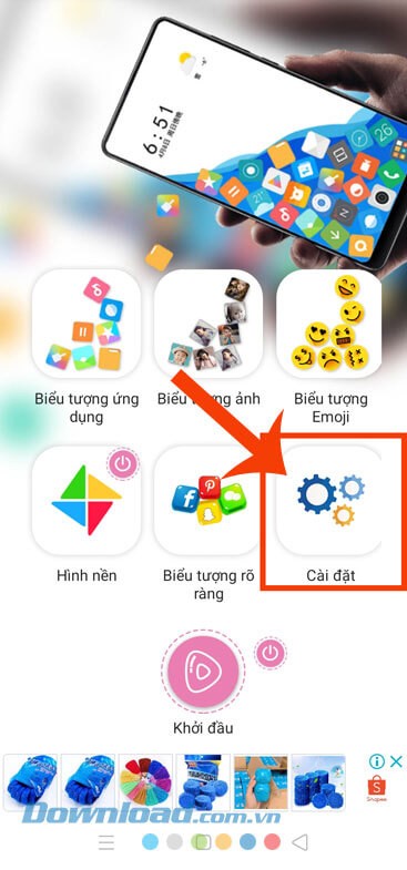 Chạm vào mục Cài đặt