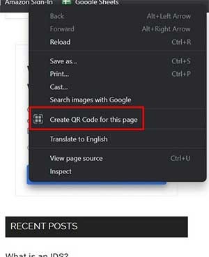 Nhấp chuột phải vào màn hình để chọn Tạo mã QR