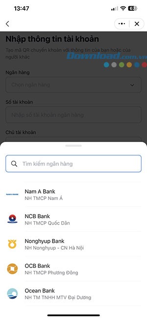 tao ma QR de chuyen khoan tren Zalo 4*427975