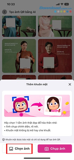 tao QR bang anh AI tren Momo 7*457480