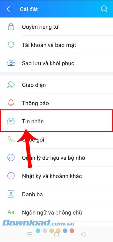 Chạm vào mục Tin nhắn