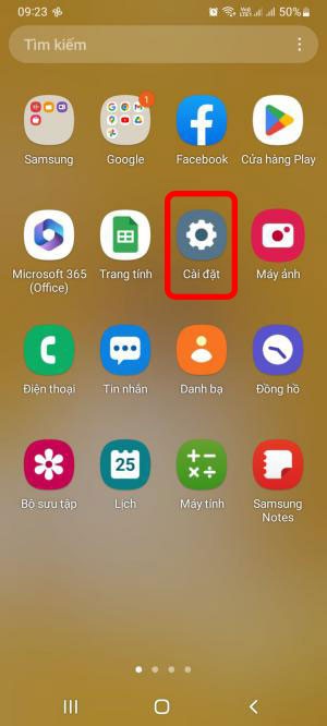 Vào cài đặt trên thiết bị