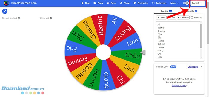 Tạo Vòng Quay Chọn Tên Ngẫu Nhiên với Wheel of Names