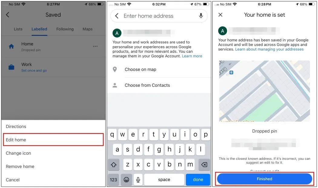 Chỉnh sửa địa chỉ nhà trên iPhone