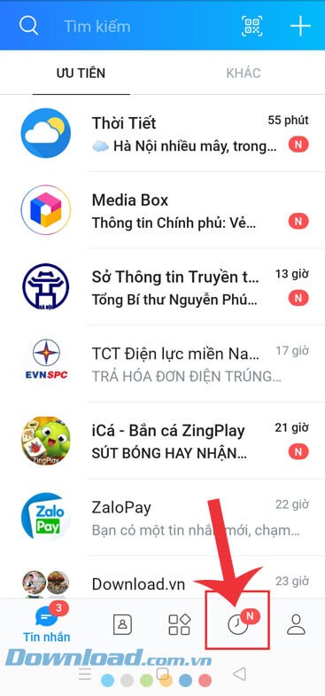 Nhấn vào mục Nhật ký