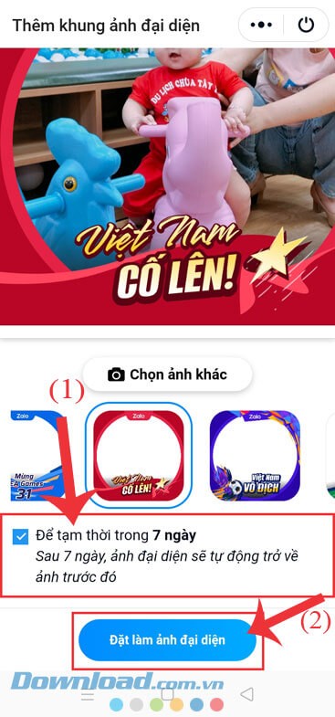 Chạm vào nút Đặt làm ảnh đại diện