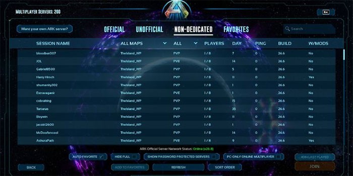 Các loại server trong ARK: Survival Ascended