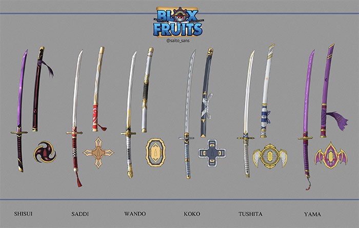 Một số thanh kiếm trong Blox Fruits