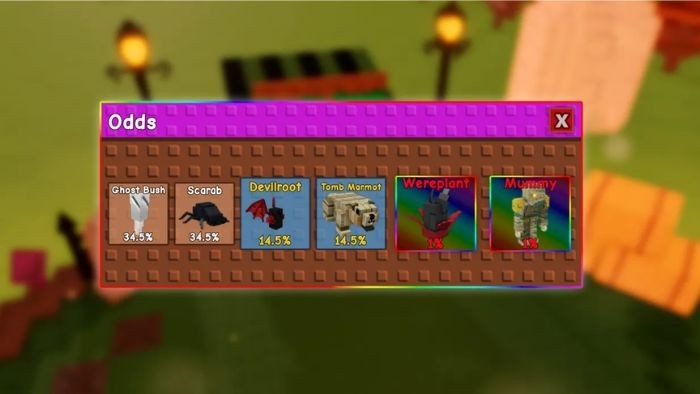 Vật phẩm có thể nhận được từ Spooky Chest