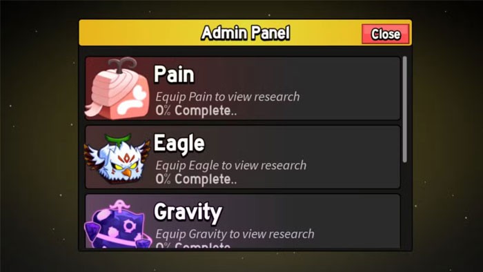 Thức tỉnh trái Pain trong Admin Panel