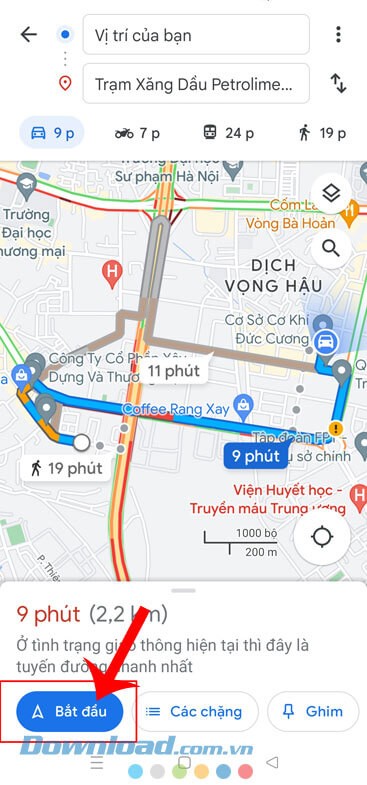 Ấn vào nút Bắt đầu