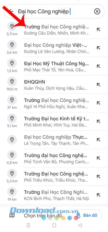 Tìm kiếm địa điểm mình muốn đi đến