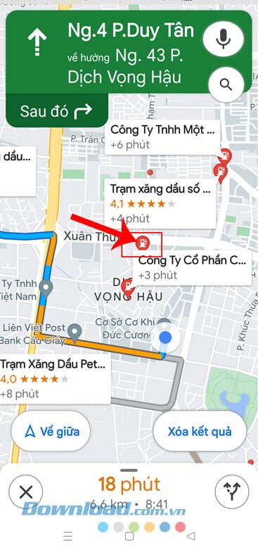 Nhấn vào một cây xăng bất kỳ