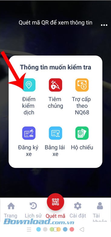 Chọn thông tin để kiểm tra