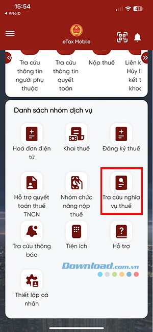 Hướng dẫn tra cứu tiền thuế đất trên eTax Mobile
