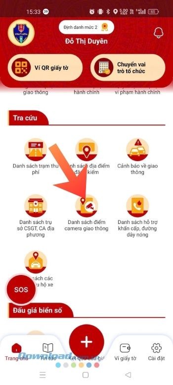 Ấn vào mục Danh sách điểm camera giao thông