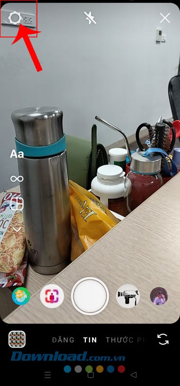 Nhấn vào biểu tượng cài đặt