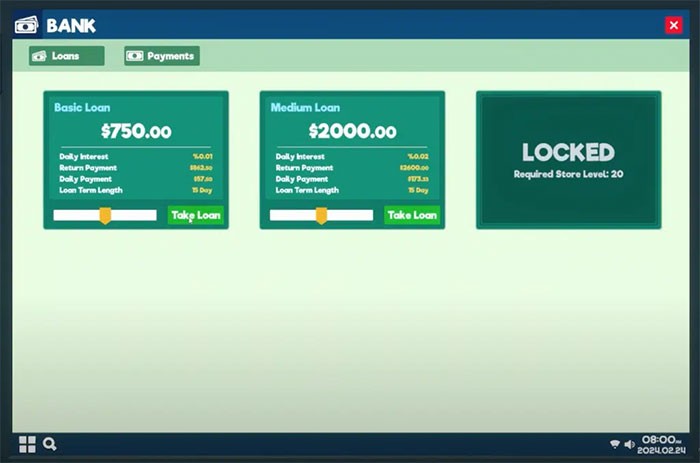 Cách vay tiền trong Supermarket Simulator