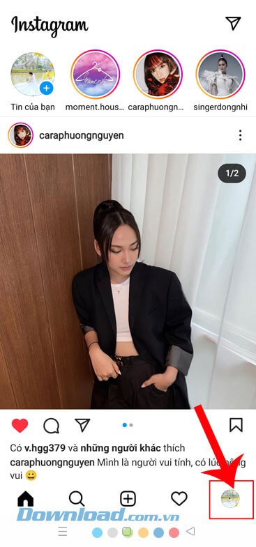 Nhấn vào hình ảnh đại diện