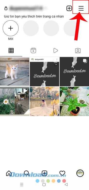 Ấn vào biểu tượng ba dấu gạch ngang