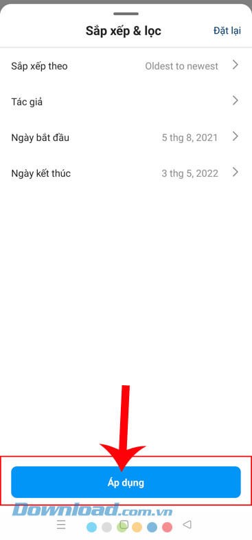 Chạm vào nút Áp dụng