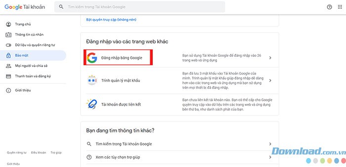Cách Xem Lại Tài Khoản Liên Kết Email & Mạng Xã Hội