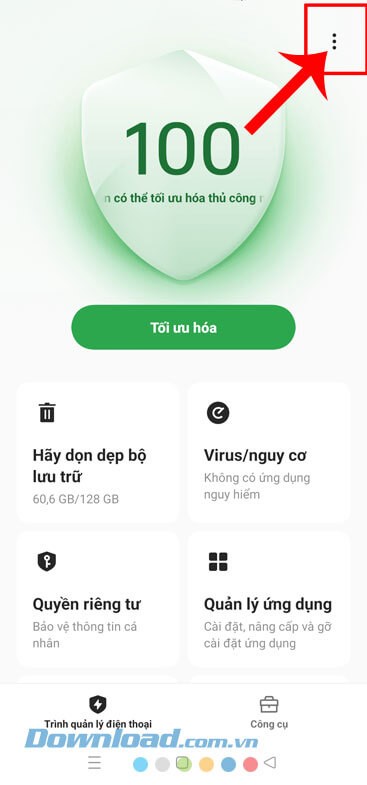 Ấn vào biểu tượng dấu ba chấm