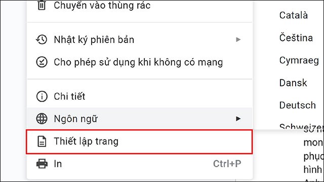 Thiết lập trang