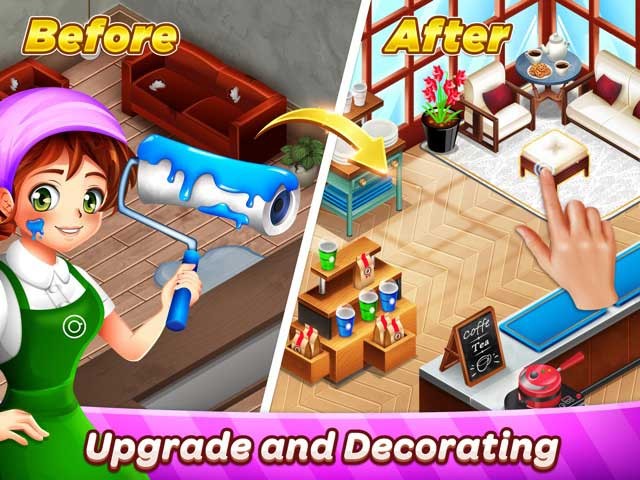 Nâng cấp và trang trí tiệm cà phê của bạn trong game Cafe Panic